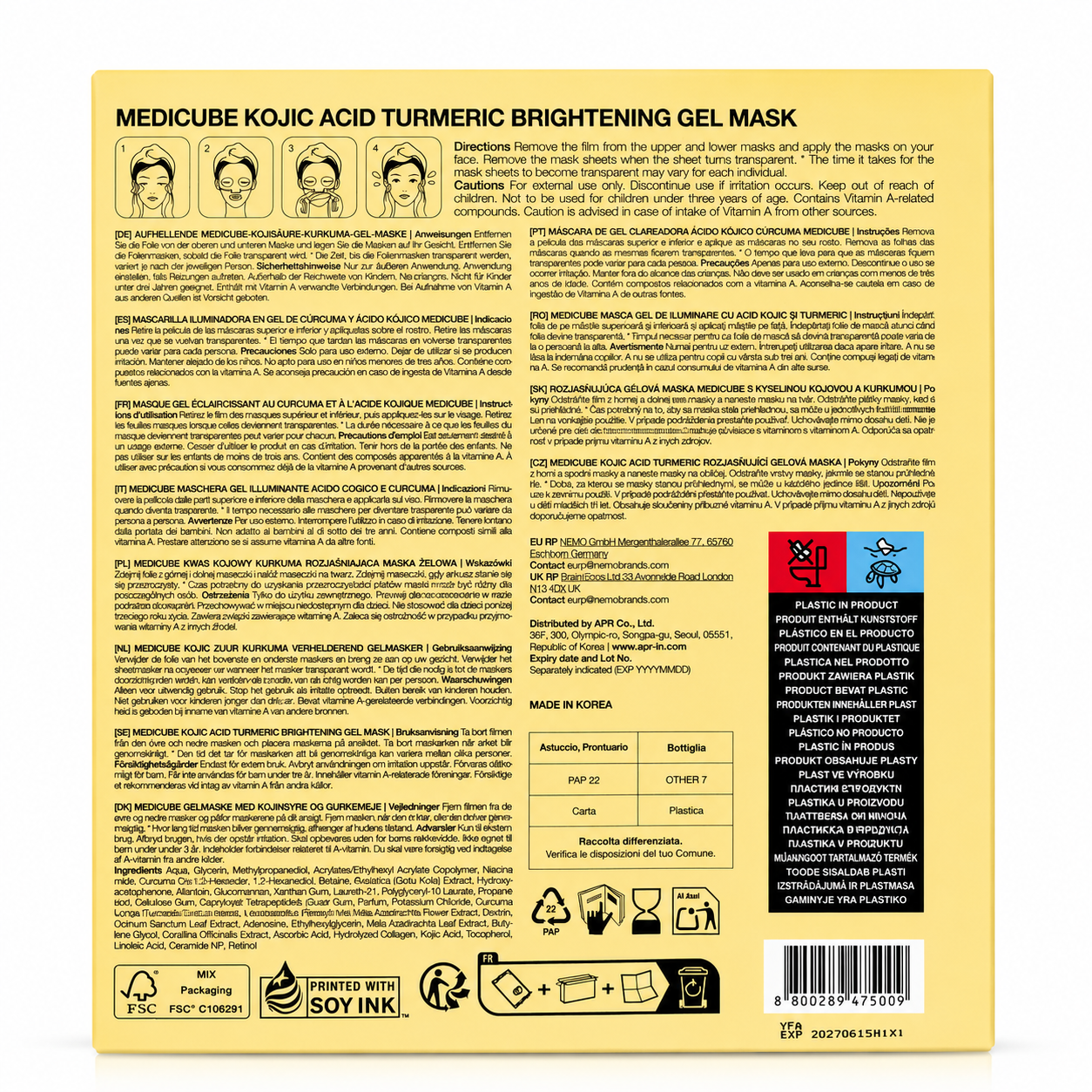 Medicube Kojic Acid Turmeric Gel Mask  confezione di 4 - 28g  - vista alternativa