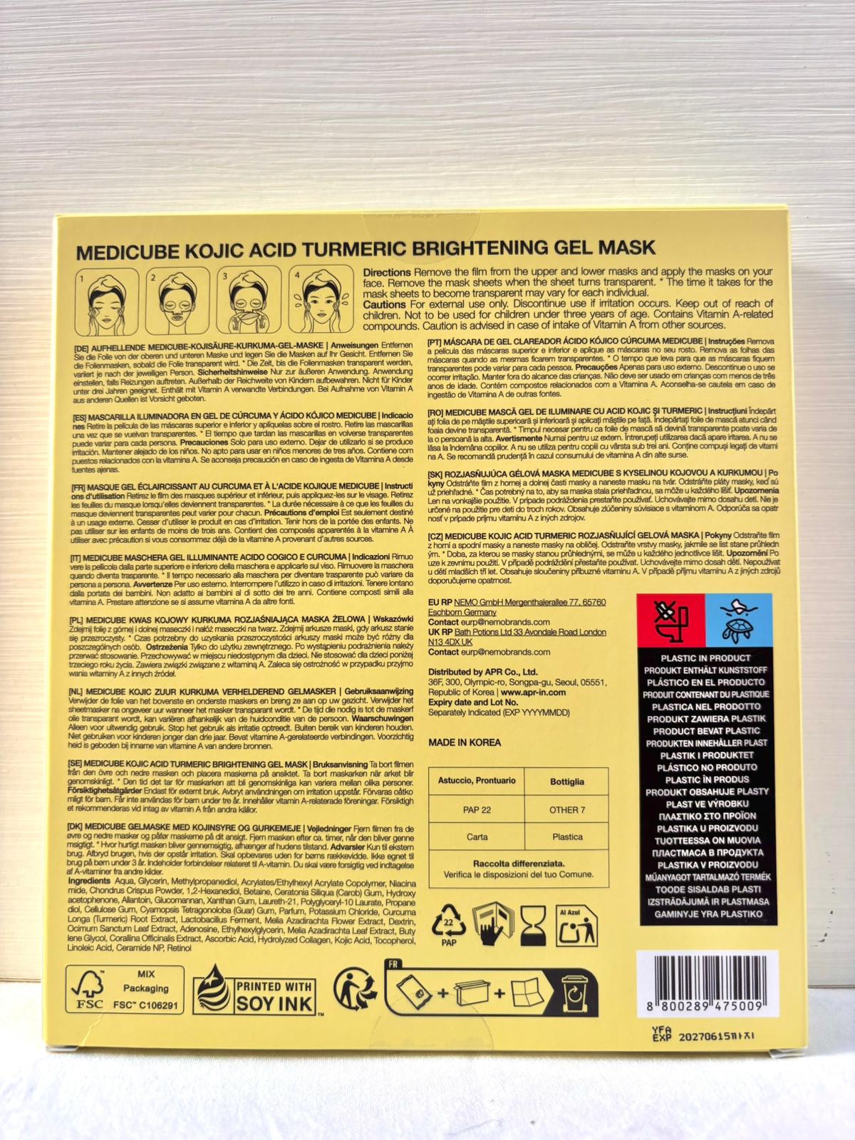 Medicube Kojic Acid Turmeric Gel Mask  confezione di 4 - 28g  - vista 3